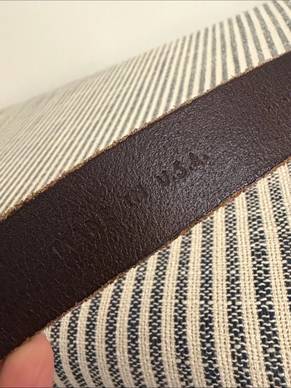 J Crew co. Vintage NYC Brown Leather Men's Belt with Whale Brass Buckle- medium